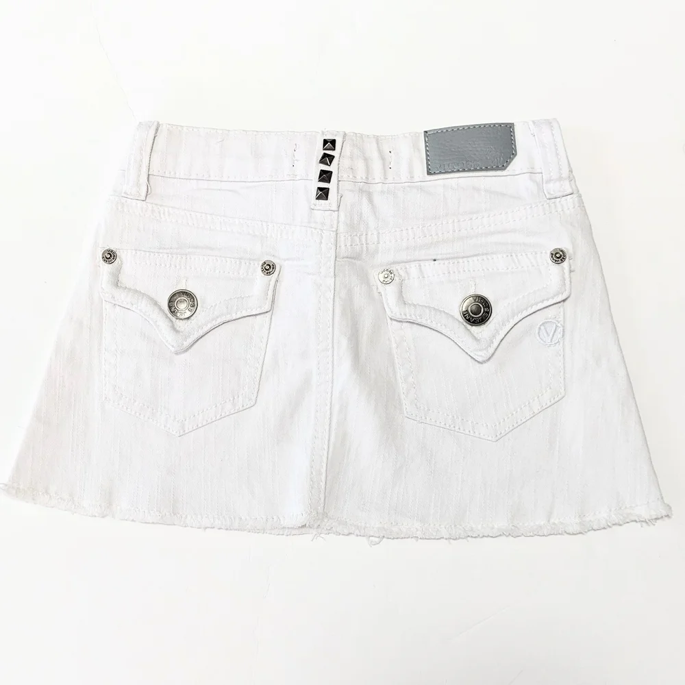 Vigoss Girls White Denim Mini Skirt with Studs